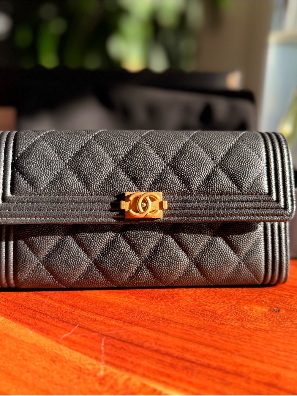 Brand new CHANEL Black Quilted Caviar Leather Boy with Gold CC Turnlock